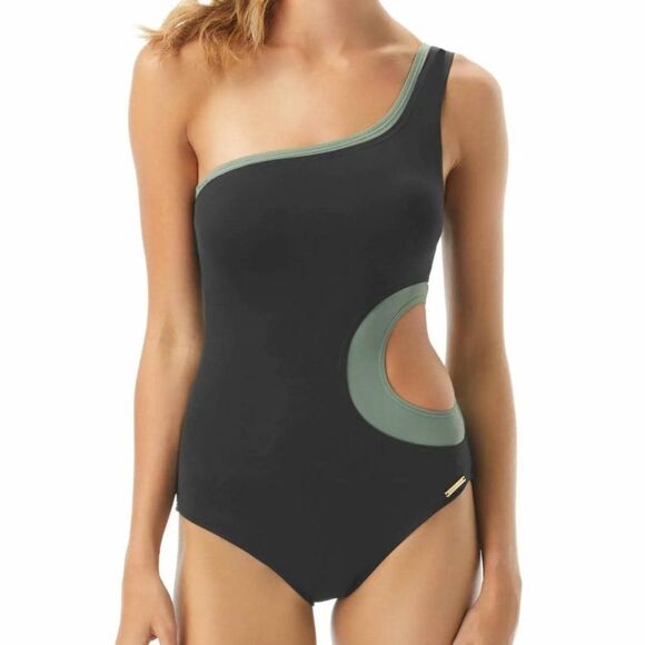 Vince Camuto Sz 4 One Shoulder One Piece Swimsuit - Picture 4 of 13